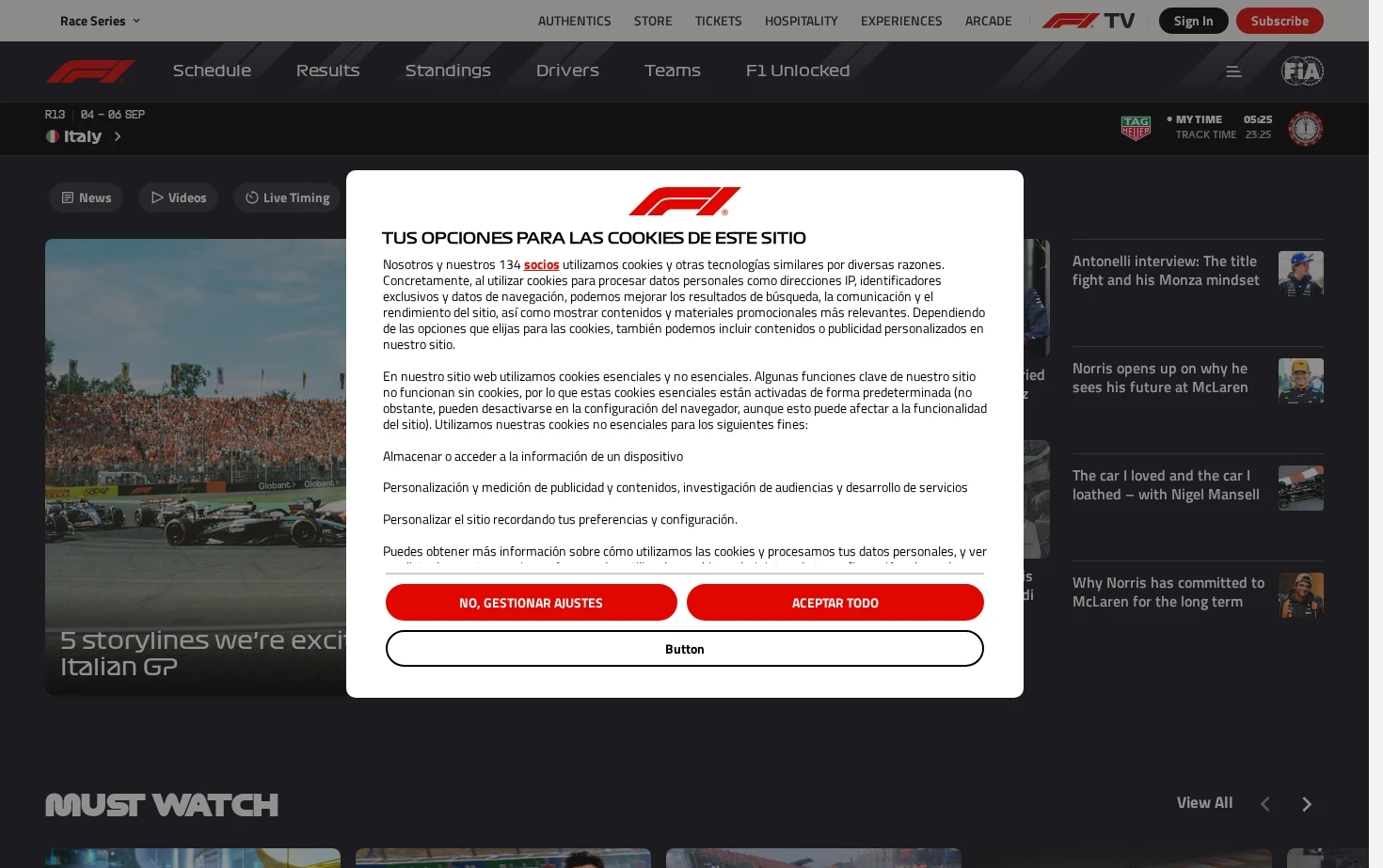 Formula 1® - The Official F1® Website 页面快照
